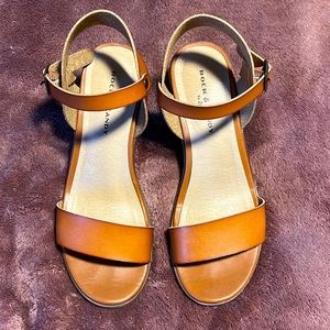 Rock & Candy Block Heel Faux Leather Sandal - Brown - Size US 8.5 -